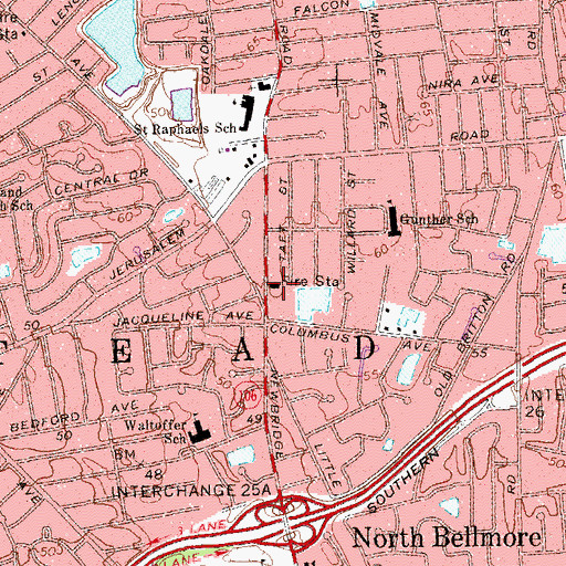 Topographic Map of North Bellmore Engine and Rescue Company 2, NY