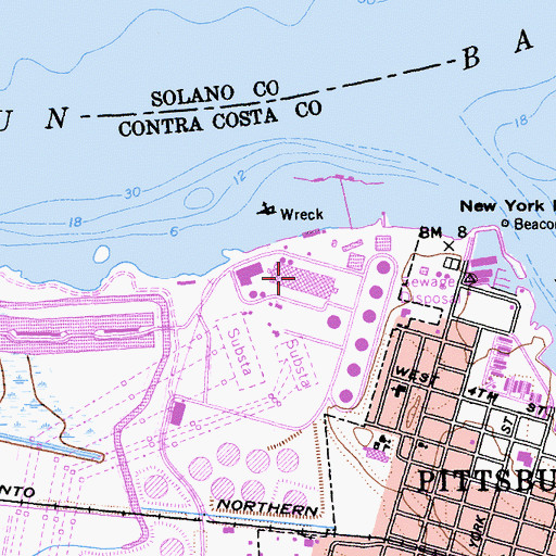 Topographic Map of Pittsburg Power Plant, CA