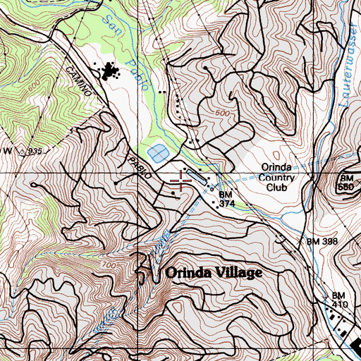 Topographic Map of Orinda Water Treatment Plant, CA