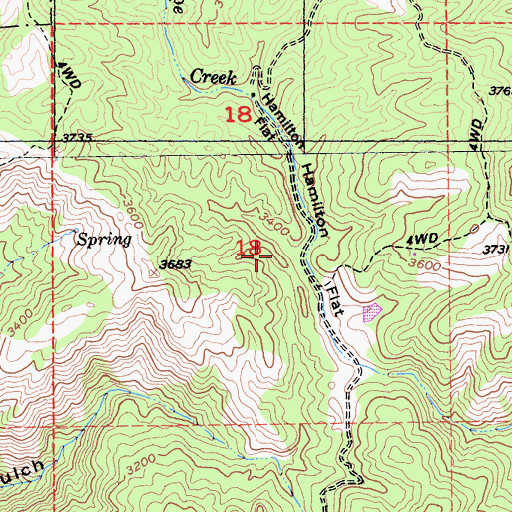 Topographic Map of Hamilton Flat, CA