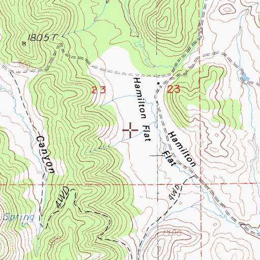 Topographic Map of Hamilton Flat, CA