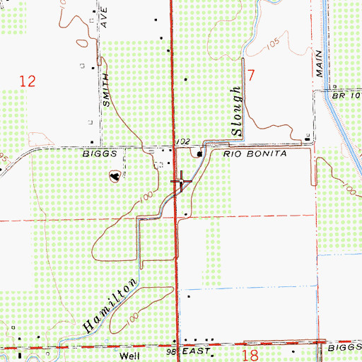 Topographic Map of Hamilton Slough, CA