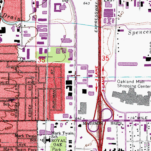 Topographic Map of Troy Career Center, MI