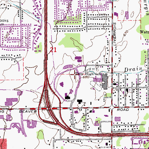Topographic Map of Troy Civic Center, MI
