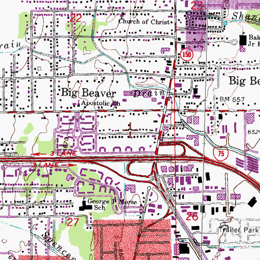 Topographic Map of Troy Market Place Shopping Center, MI