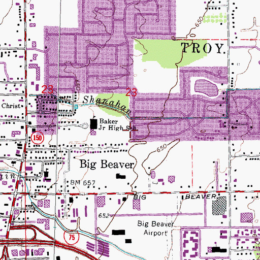 Topographic Map of Troy Sports Complex Shopping Center, MI