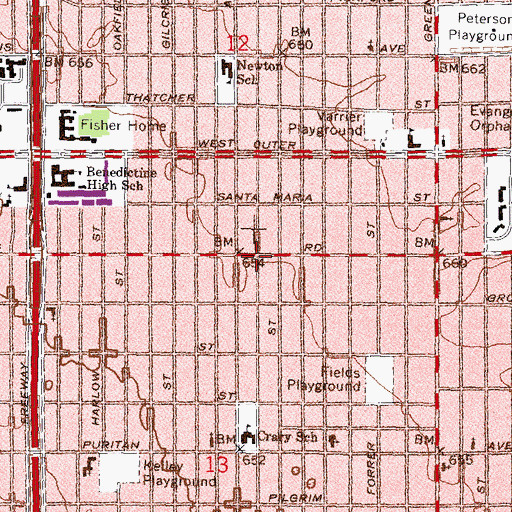 Topographic Map of True Spirit of Love Missionary Baptist Church, MI