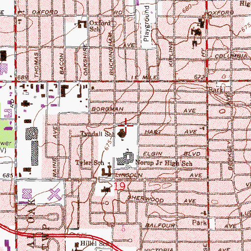 Topographic Map of Tyndall Center, MI
