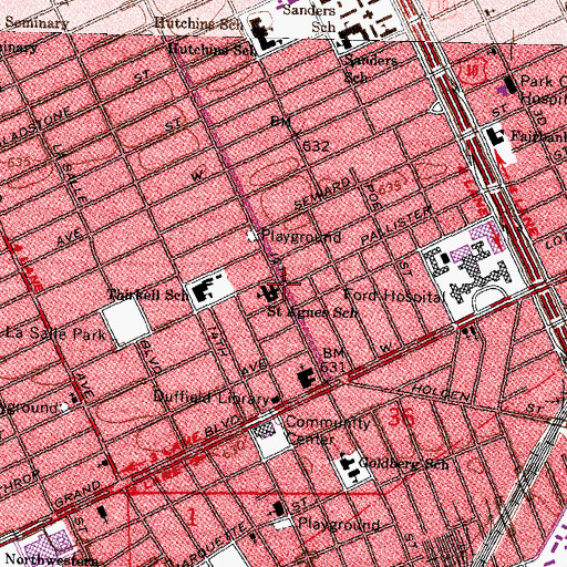 Topographic Map of Union Grace Missionary Baptist Church, MI
