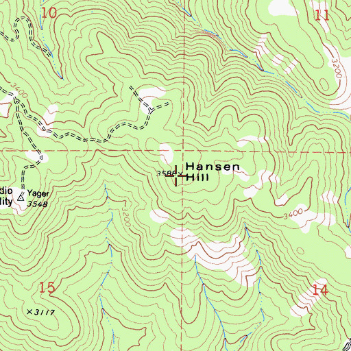 Topographic Map of Hansen Hill, CA