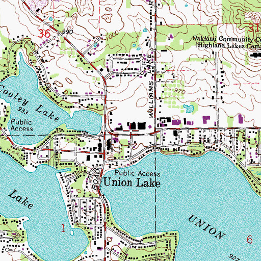 Topographic Map of Union Lake Shopping Center, MI