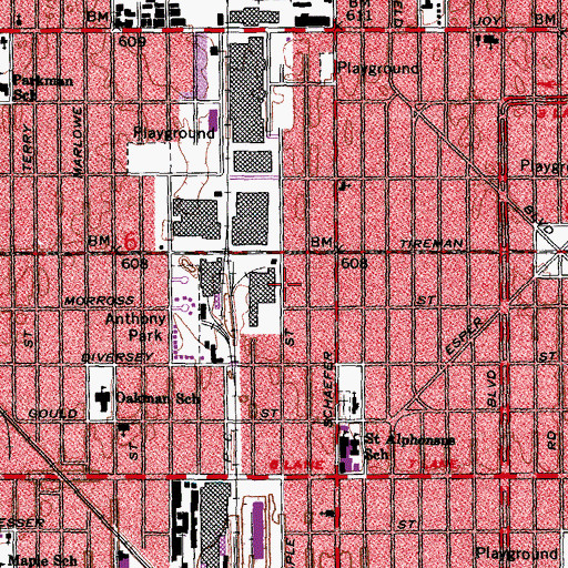 Topographic Map of Unis Middle School, MI