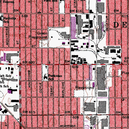 Topographic Map of United Gospel Temple Missionary Baptist Church, MI