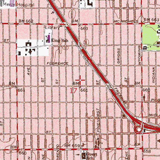 Topographic Map of United Temple Church of God in Christ, MI