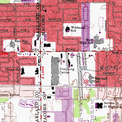 Topographic Map of Universal Mall Shopping Center, MI