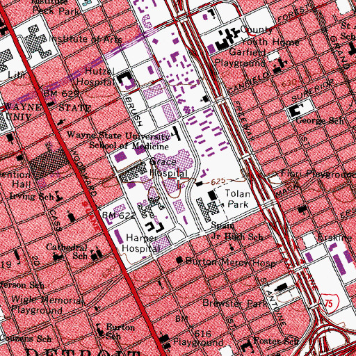 Topographic Map of University Health Care Center, MI