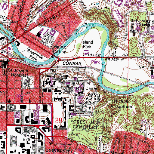 Topographic Map of University of Michigan University Hospital, MI