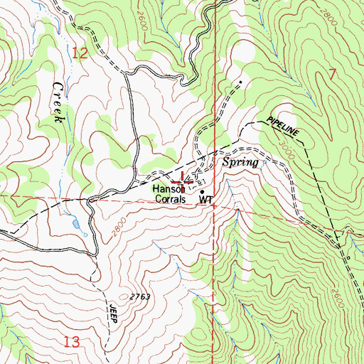 Topographic Map of Hansom Corrals, CA