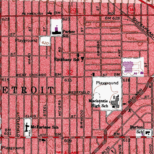 Topographic Map of Uriah Baptist Church, MI