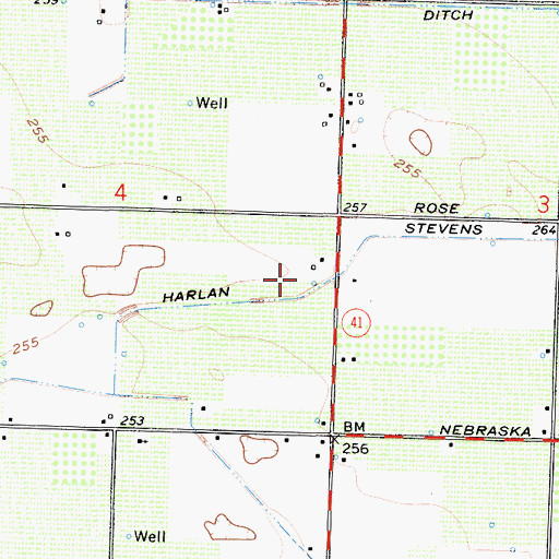 Topographic Map of Harlan Stevens Ditch, CA
