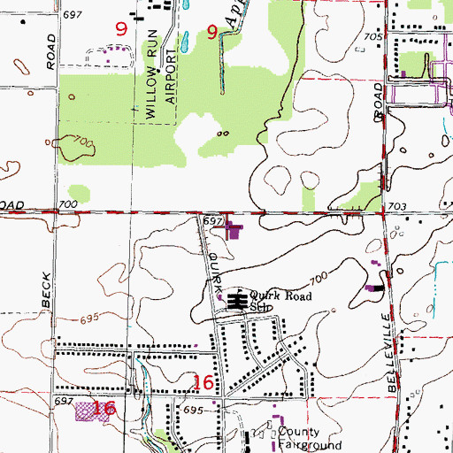 Topographic Map of Van Buren Township Police Department, MI