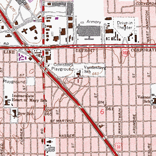 Topographic Map of Vandenberg Elementary School, MI