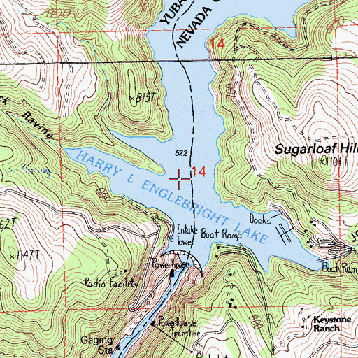 Topographic Map of Harry L. Englebright Lake, CA
