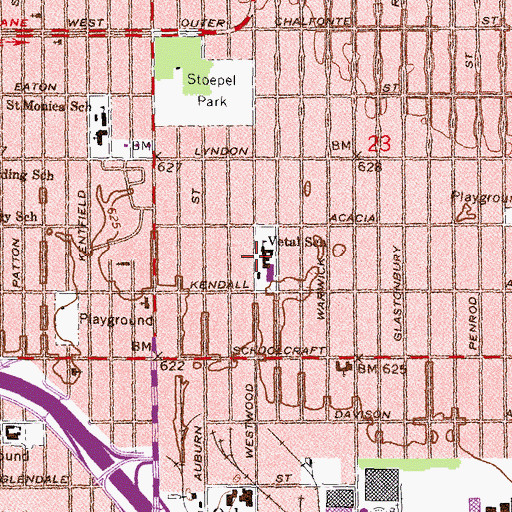 Topographic Map of Vetal Elementary School, MI