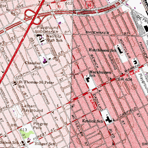 Topographic Map of Victory Full Gospel Baptist Church, MI