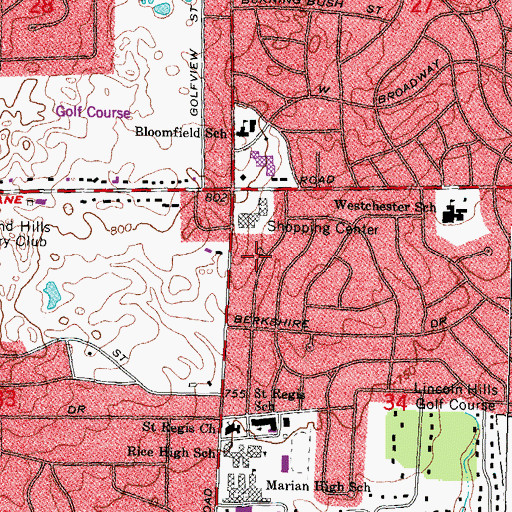 Topographic Map of Village Knoll Shopping Center, MI