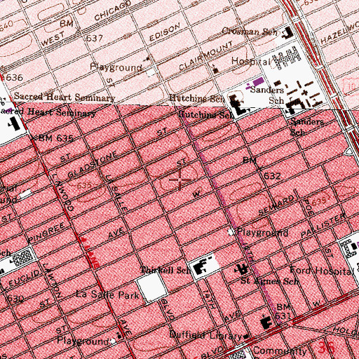Topographic Map of Virginia Park Community Plaza Shopping Center, MI