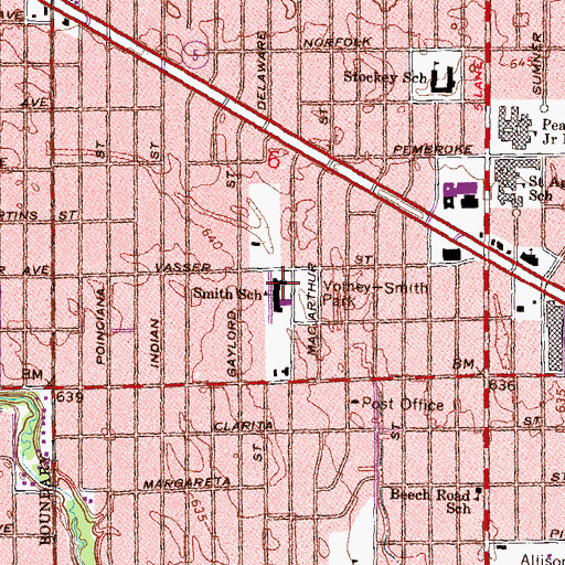 Topographic Map of Volney Smith School, MI