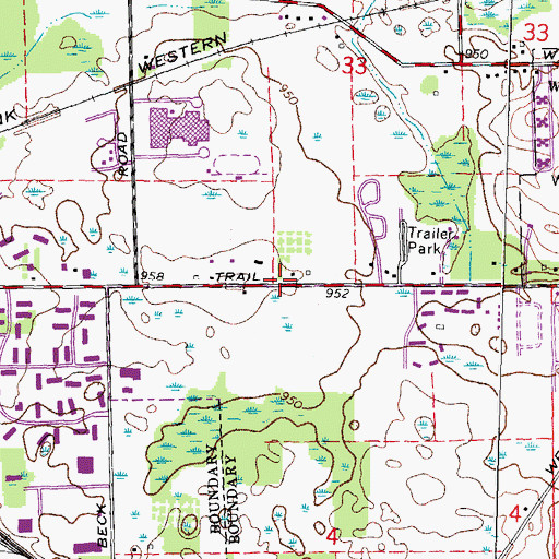 Topographic Map of Walled Lake Middle School, MI