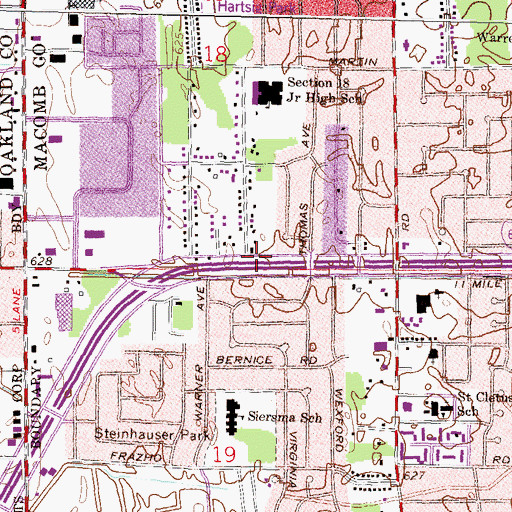 Topographic Map of Warren Mott High School, MI