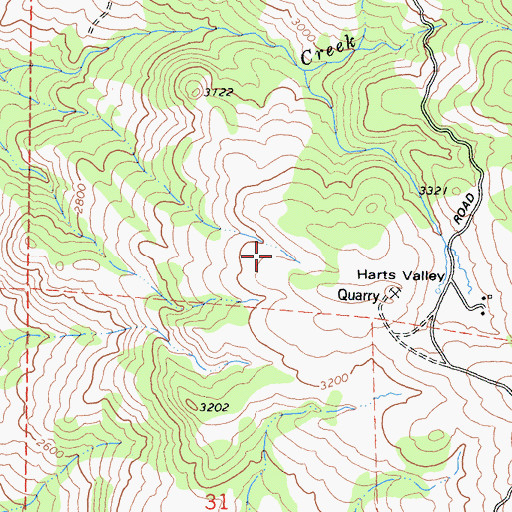 Topographic Map of Harts Valley, CA