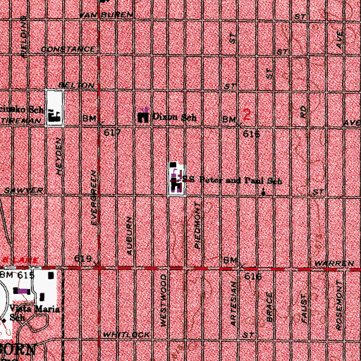 Topographic Map of Warrendale Charter Academy, MI