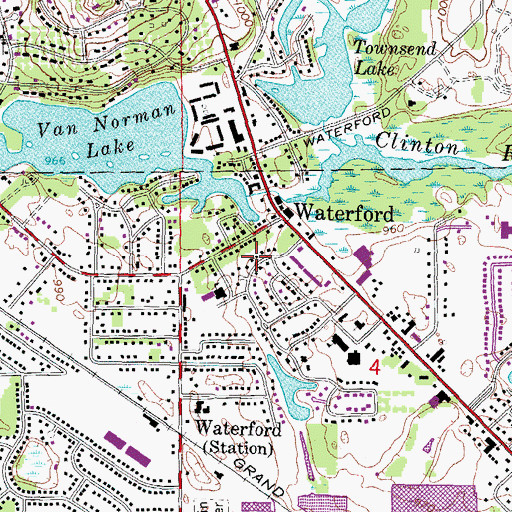 Topographic Map of Waterfall Plaza Shopping Center, MI