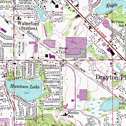 Topographic Map of Waterford Alternative High School Manley Campus, MI