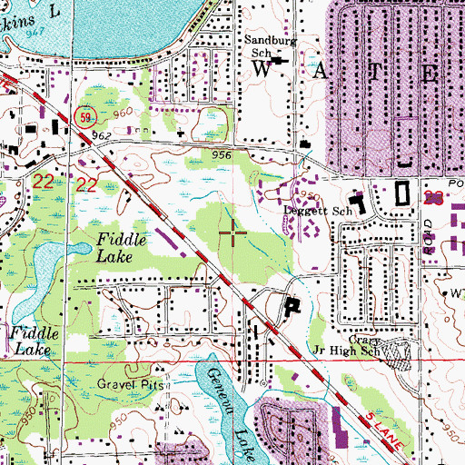 Topographic Map of Waterford Corners Shopping Center, MI