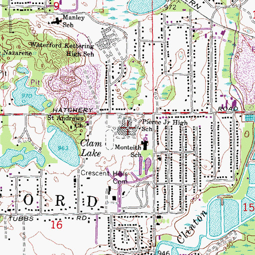 Topographic Map of Waterford Township Civic Center, MI