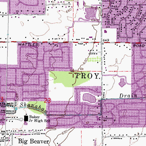 Topographic Map of Wattles Professional Center, MI