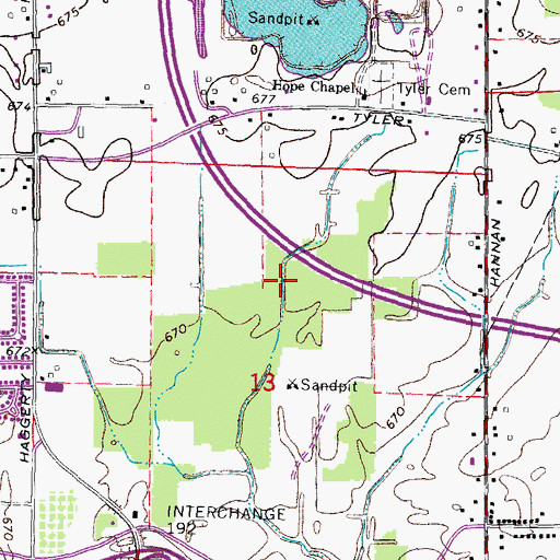 Topographic Map of Wayne County Community College, MI
