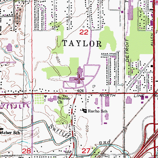 Topographic Map of Wayne County Community College - Downriver Campus, MI