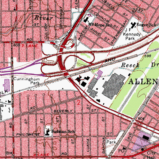 Topographic Map of Wayne County District Courthouse, MI