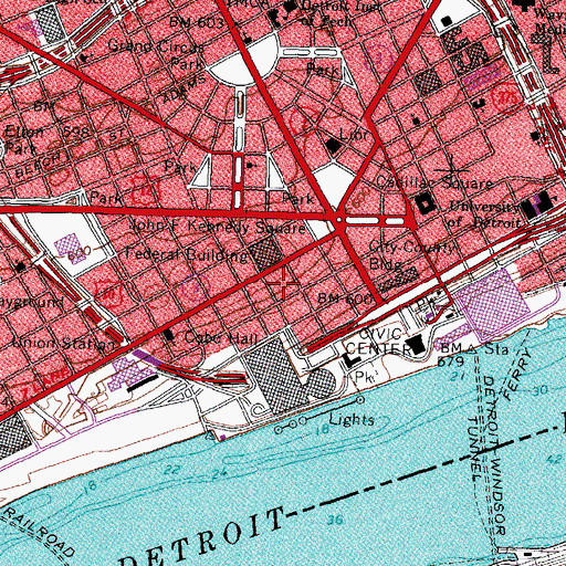 Topographic Map of Wayne County Supreme Courthouse, MI