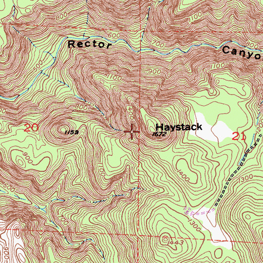 Topographic Map of Haystack, CA