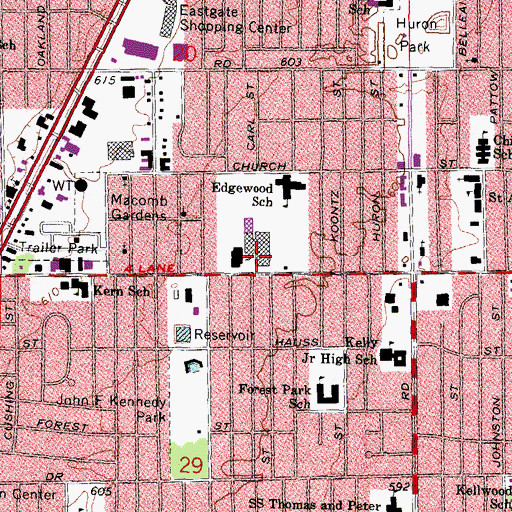 Topographic Map of Wayne-Macomb MRI, MI