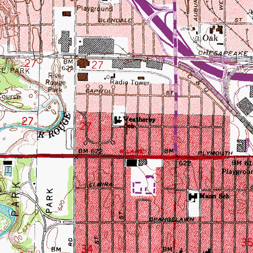 Topographic Map of Weatherby Elementary School, MI