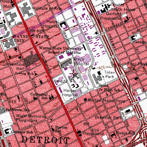 Topographic Map of Wertz Clinical Center Cancer Institute, MI
