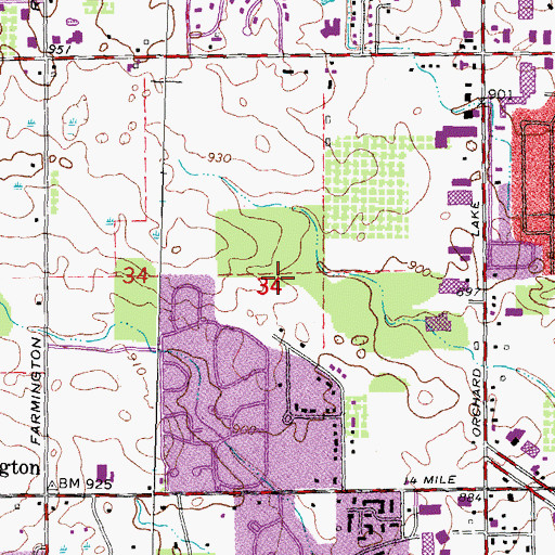 Topographic Map of West Bloomfield Medical Building, MI
